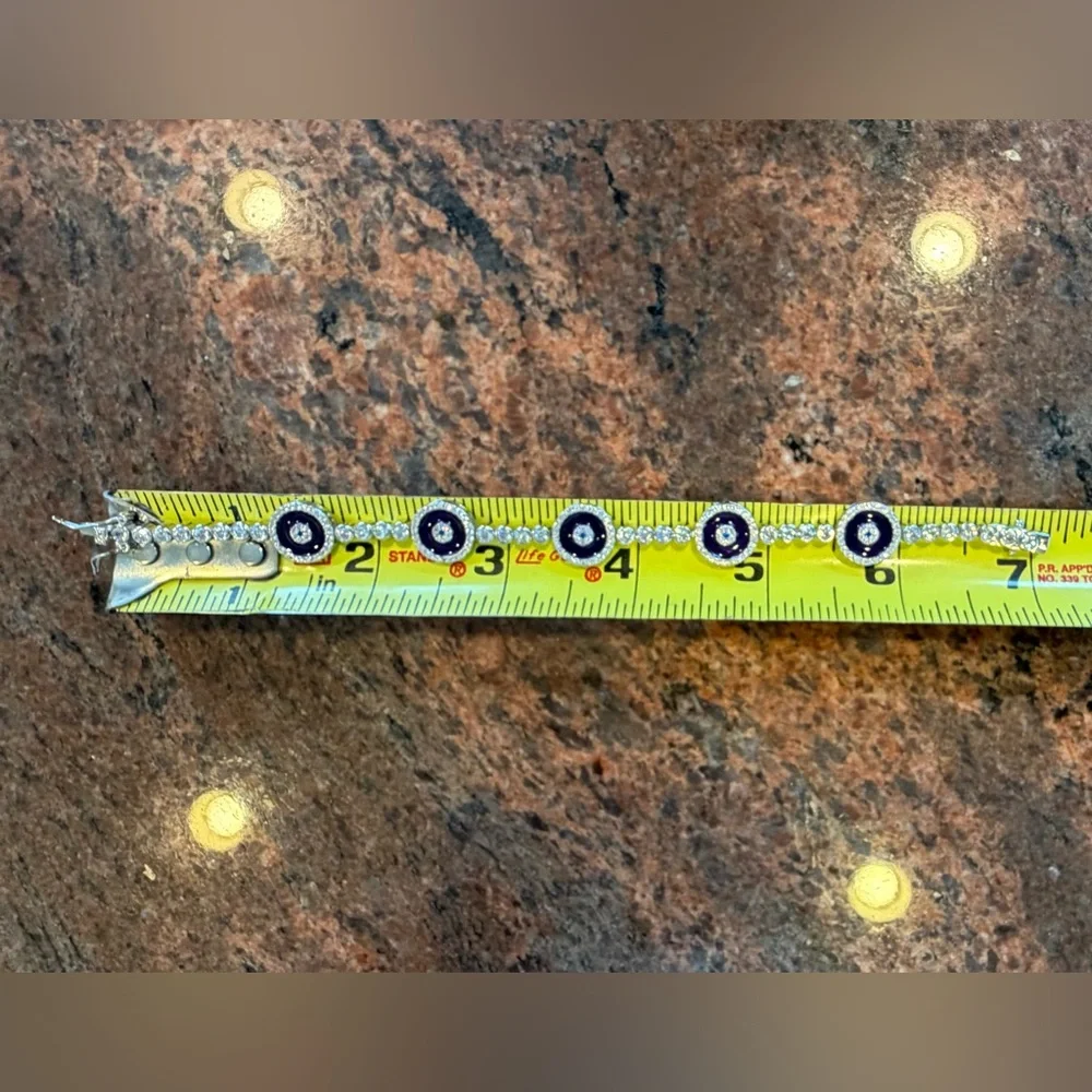 Sterling Silver Evil Eye Tennis Bracelet - Picture 11 of 11